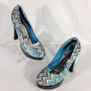 Shoes of Soul-Final Price- Stiletto Pumps Platforms Heels Fabric Blue Sz 6